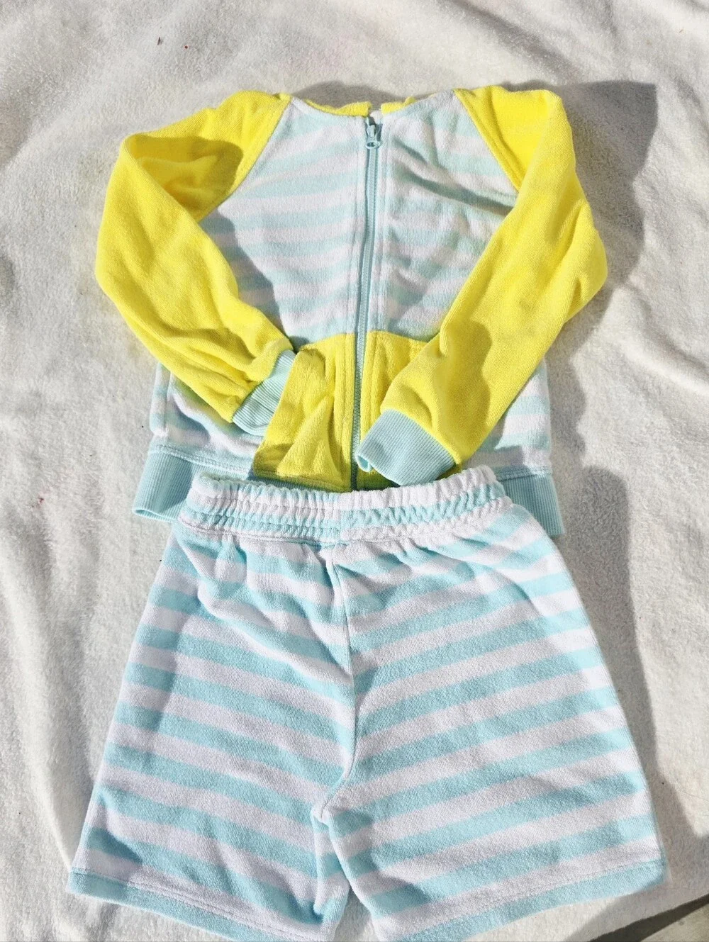 4T Wonder Nation Yellow, Turquoise & White Hoodie and Shorts Beach Cover Up